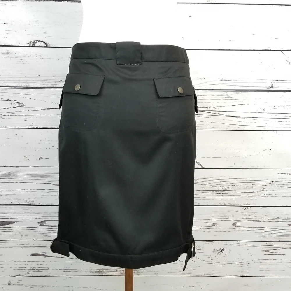 Reyes black cargo pocket utility pencil skirt women's size 2 New With Tags